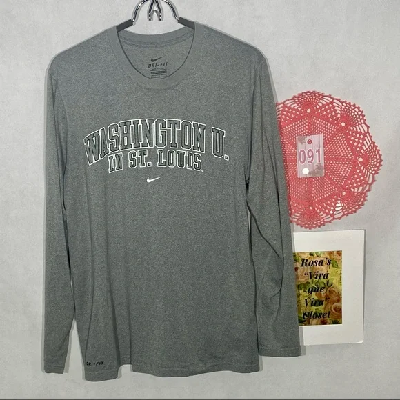 Nike Washington University in St. Louis Long Sleeve Dri-Fit Shirt Heather Grey M - Picture 2 of 9